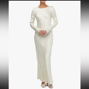 WeWoreWhat low back Long Sleeve ivory white Dress